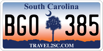 SC license plate BGO385