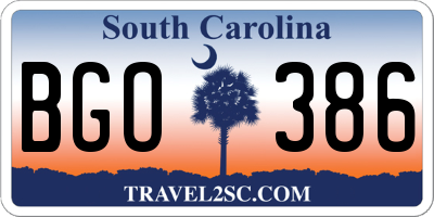 SC license plate BGO386
