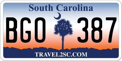 SC license plate BGO387