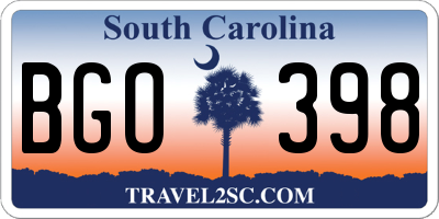 SC license plate BGO398
