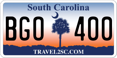 SC license plate BGO400