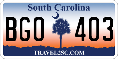 SC license plate BGO403