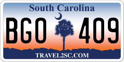 SC license plate BGO409