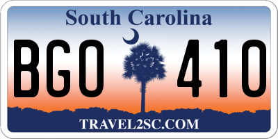 SC license plate BGO410