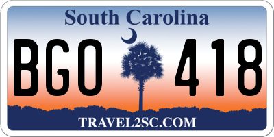 SC license plate BGO418