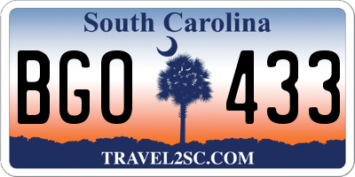 SC license plate BGO433