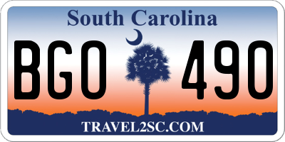 SC license plate BGO490