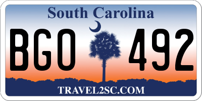 SC license plate BGO492