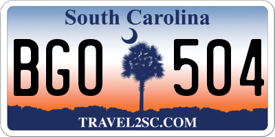 SC license plate BGO504