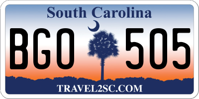 SC license plate BGO505