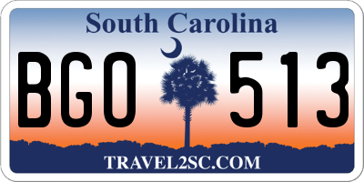 SC license plate BGO513