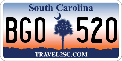 SC license plate BGO520