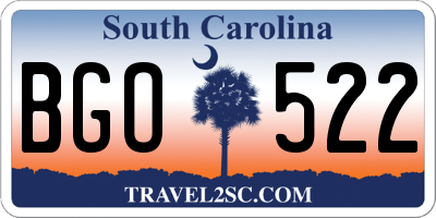 SC license plate BGO522