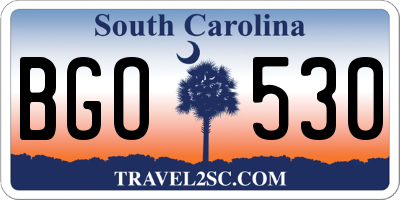 SC license plate BGO530