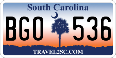 SC license plate BGO536