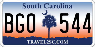 SC license plate BGO544