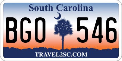 SC license plate BGO546
