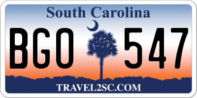 SC license plate BGO547