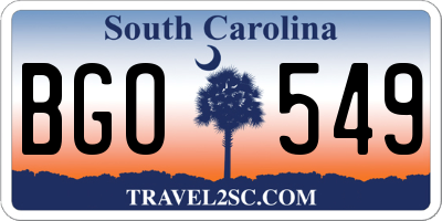 SC license plate BGO549