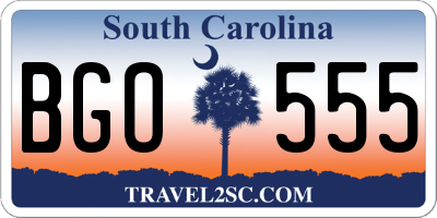 SC license plate BGO555