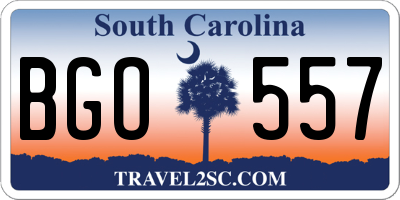 SC license plate BGO557