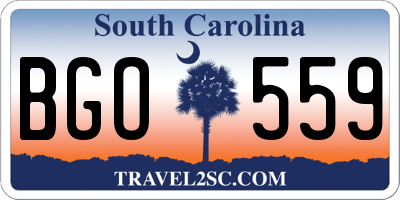 SC license plate BGO559