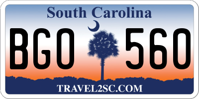 SC license plate BGO560