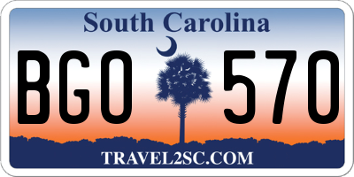 SC license plate BGO570