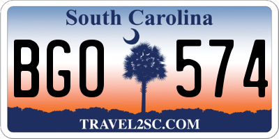 SC license plate BGO574