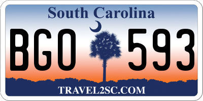 SC license plate BGO593