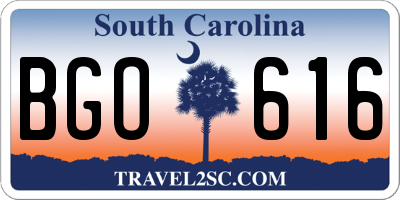 SC license plate BGO616