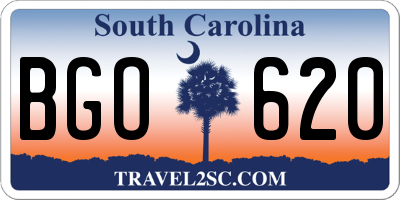 SC license plate BGO620