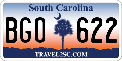 SC license plate BGO622