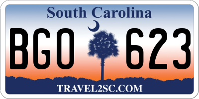 SC license plate BGO623
