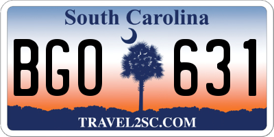 SC license plate BGO631