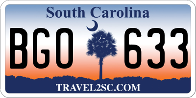 SC license plate BGO633