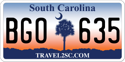SC license plate BGO635