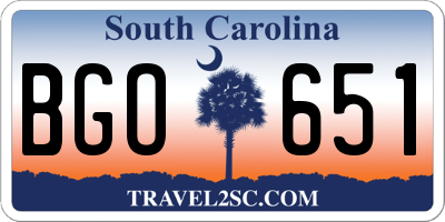 SC license plate BGO651