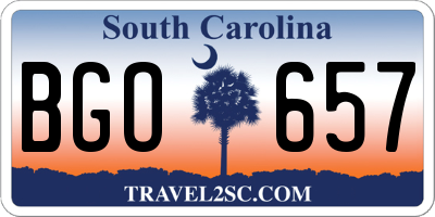 SC license plate BGO657