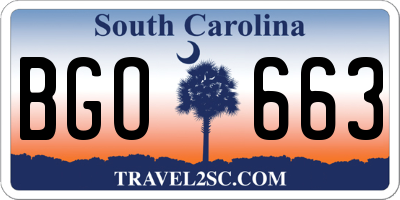 SC license plate BGO663