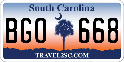 SC license plate BGO668
