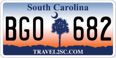 SC license plate BGO682