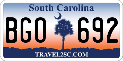 SC license plate BGO692