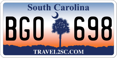 SC license plate BGO698