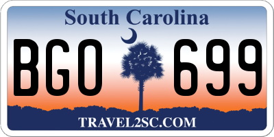 SC license plate BGO699