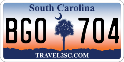 SC license plate BGO704