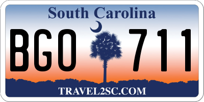 SC license plate BGO711