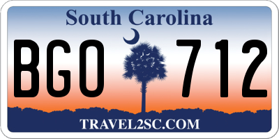 SC license plate BGO712