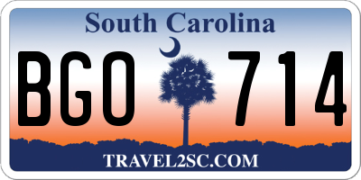 SC license plate BGO714