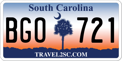 SC license plate BGO721